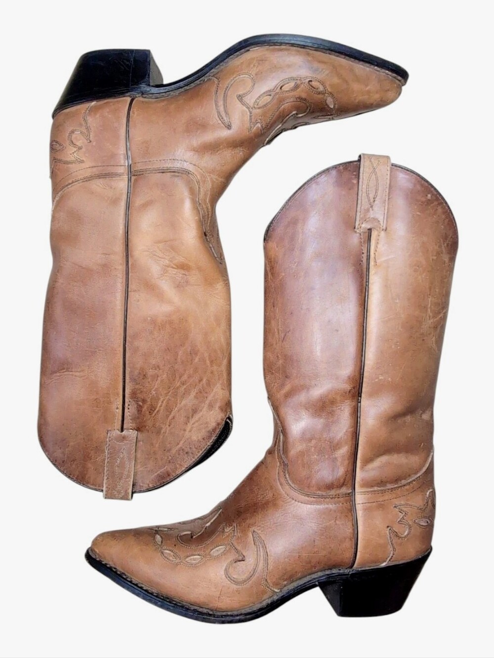 Justin Diamond 12" Shaft Women's Size 7B Brown Leather Cowboy Western Boots